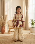 Ivory Sunburst Bandhej Flared Embroidered Sharara Set
