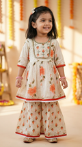 Ivory Floral Embroidered Sharara Set